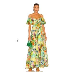 Staud coliseum cutout puff sleeve linen maxi dress Size 10